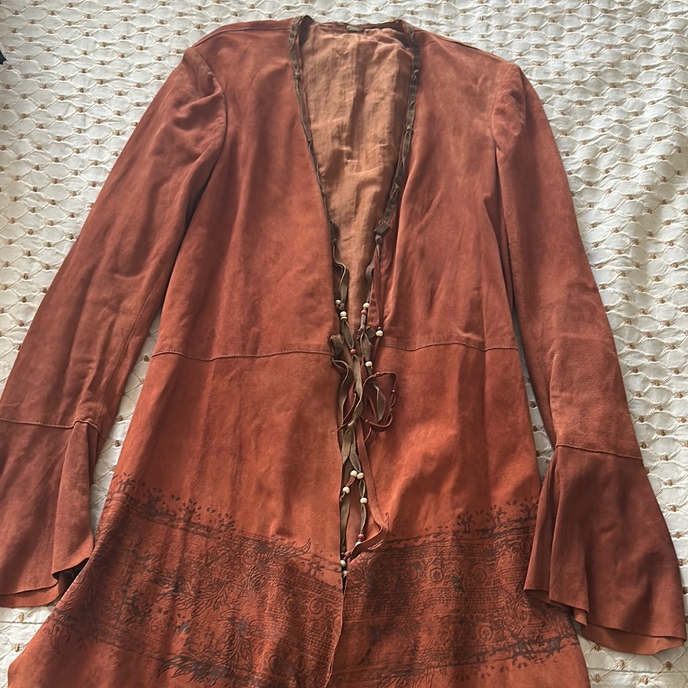 RARE Free People Rust Brown Bohemian Suede Jacket
